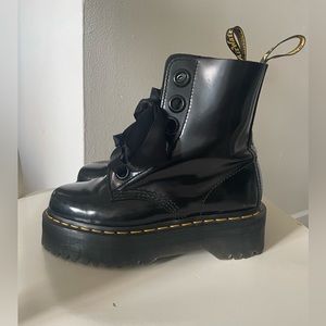 Dr. Martens Molly Black Leather Platform Boot